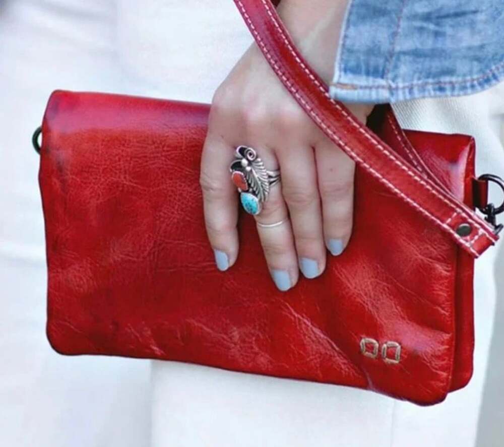 Bed Stu Cadence Red Rustic Leather Crossbody Handbag